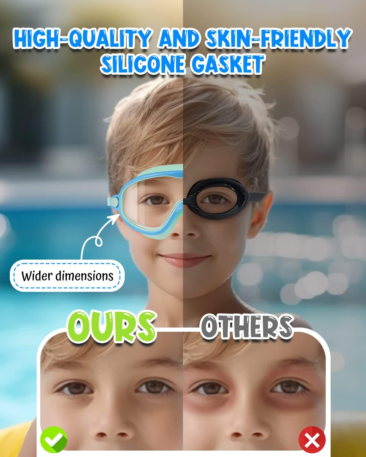 Rantizon Swim Goggles 2 Pack, Wide View Anti Fog&UV Swimming Goggles for Audlt, No Leaking Swim Glasses for Men Women Kids