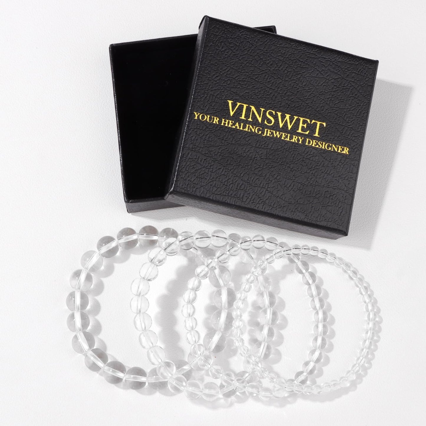 Vinswet 4pcs Beaded Bracelets for Women,Natural Healing Crystal Gemstones Bracelet,Anxiety Stress Relief Bracelet Handmade purple Jewelry Gifts for Women
