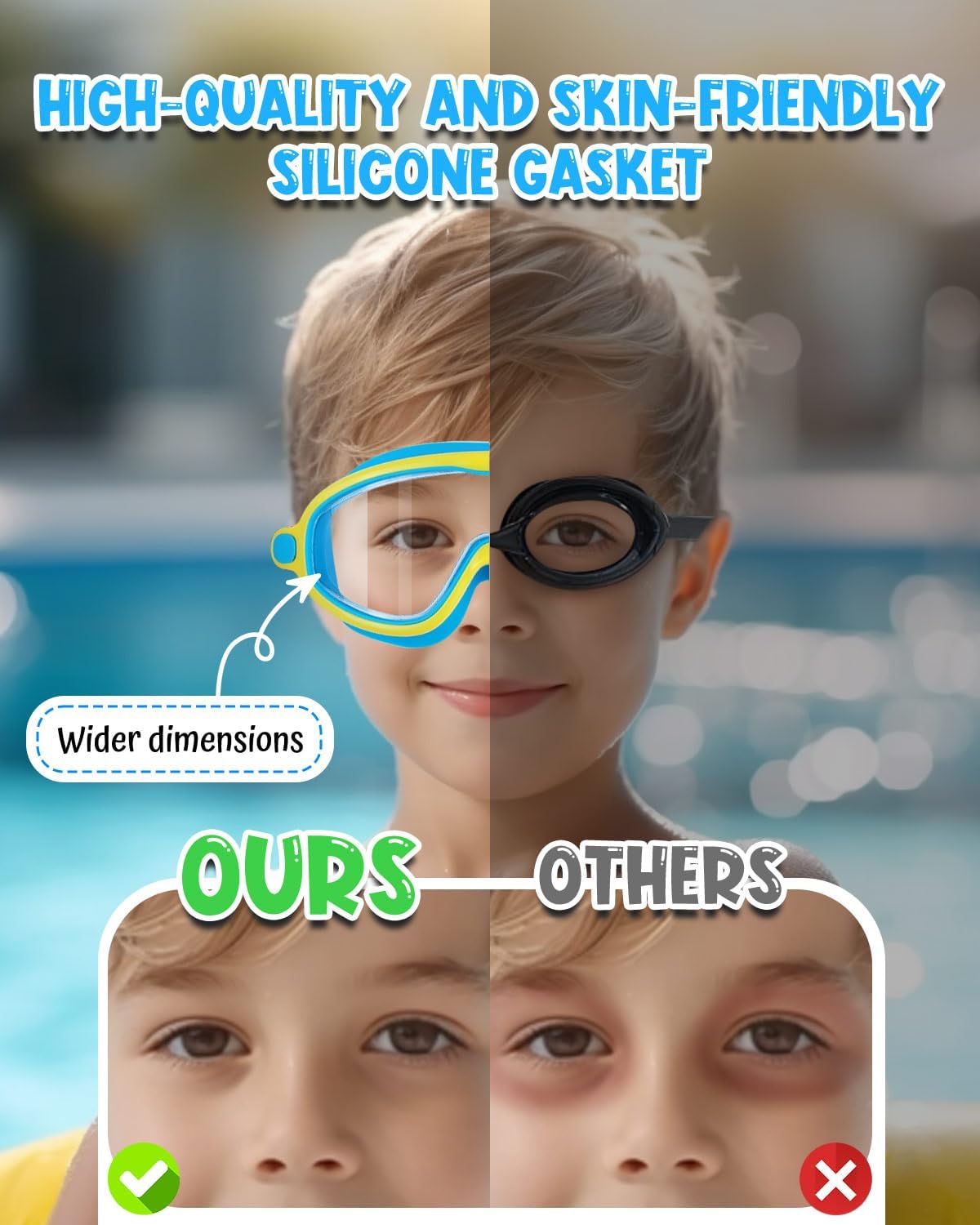 Rantizon Swim Goggles 2 Pack, Wide View Anti Fog&UV Swimming Goggles for Audlt, No Leaking Swim Glasses for Men Women Kids