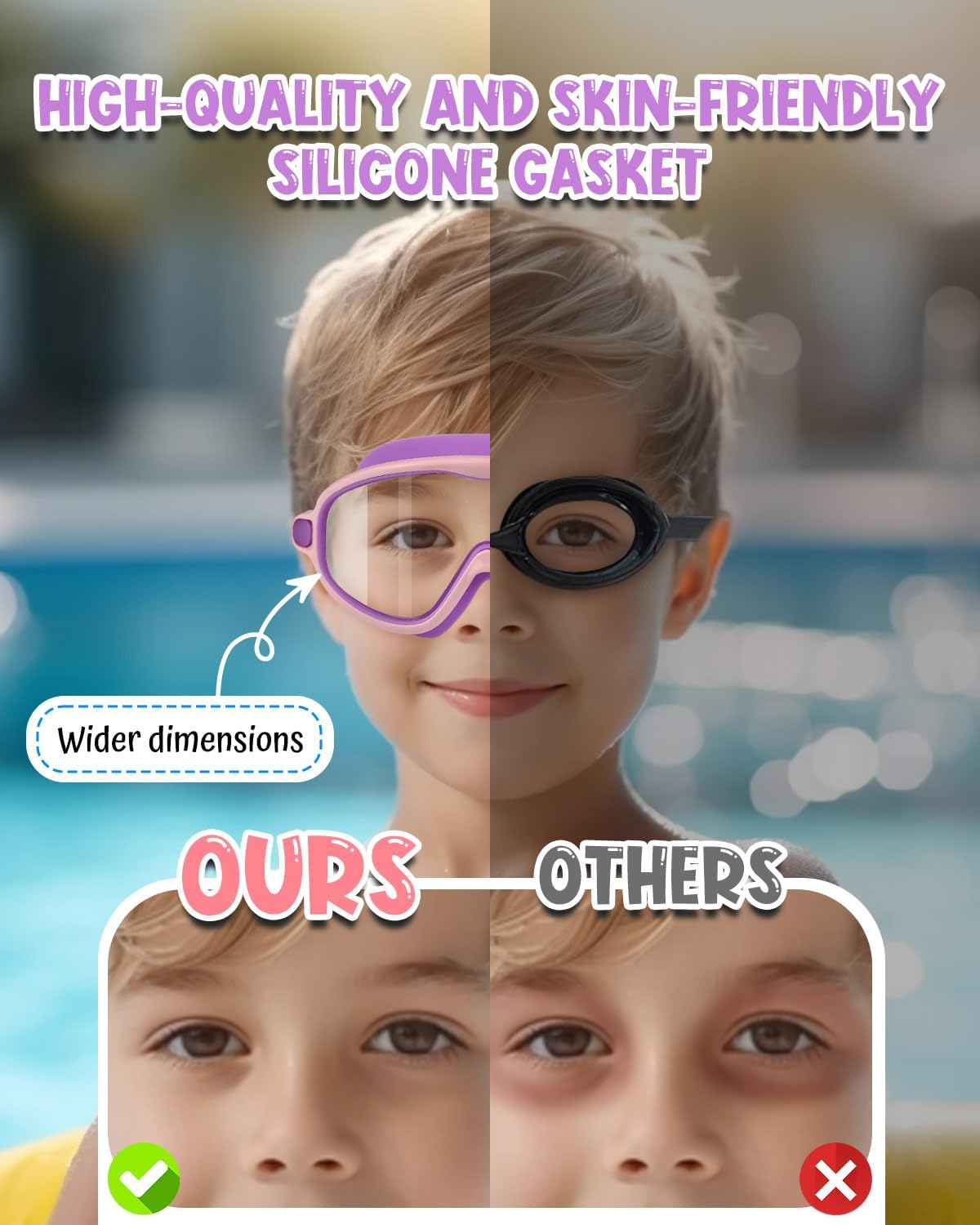 Rantizon Swim Goggles 2 Pack, Wide View Anti Fog&UV Swimming Goggles for Audlt, No Leaking Swim Glasses for Men Women Kids