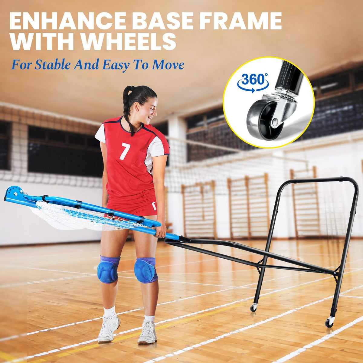 Volleyball Setter Training Net,Height & Angle Adjustable Volley Ball Training Equipment with Steel Frame,Stable Base for Indoor and Outdoor,Volleyball Spike Trainer for Setting,Serving,Spiking