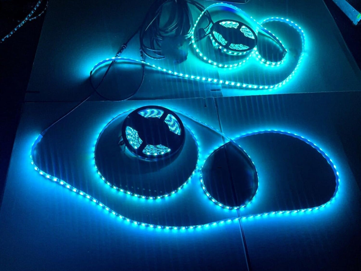 Black Out Full Tinted Smoked LEDs x4PCS 3FT 90CM 36INCH RGB Dream Color Chasing IP65 Light Strips for Car Truck Slingshot Golf Cart Bluetooth + Remote Durable Set
