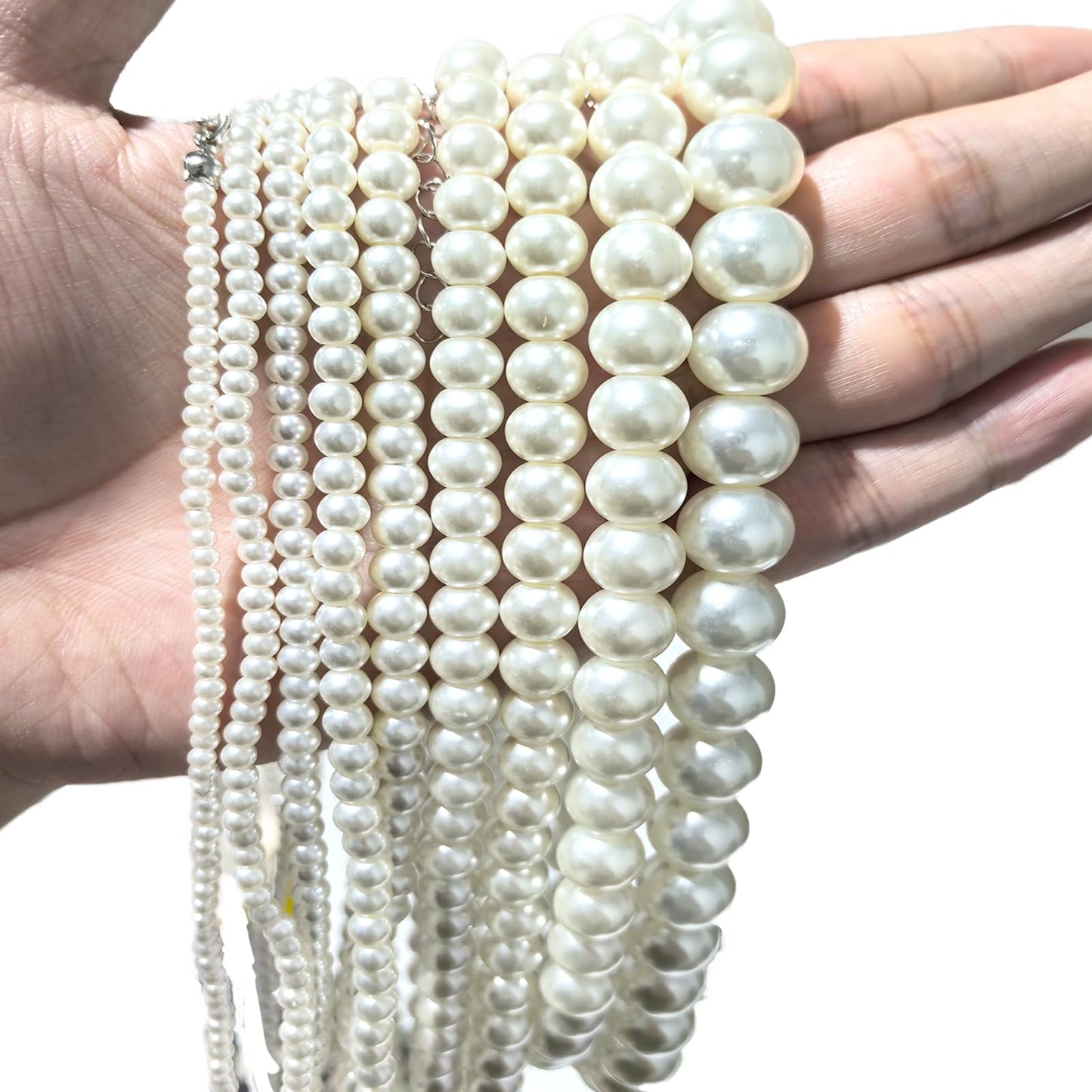 Imitation Pearl Necklace for Women Round Bead Beaded Pearl Choker Necklace Bead Pearls Necklaces Trendy Jewelry Gift 2.5 3 4 5 6 7 8 10 12 MM (5 mm)