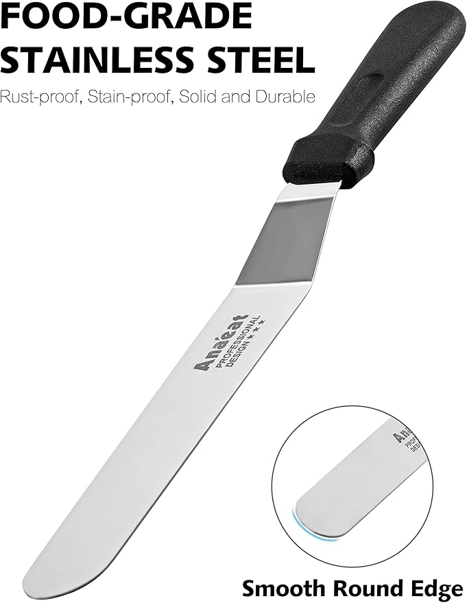 Anaeat Icing Spatula, Professional Cake Angled Offset Spatula with 10" Stainless Steel Blade - Thickened Frosting Knife with Durable Plastic Handle for Cake Decorating, Pastry & Baking