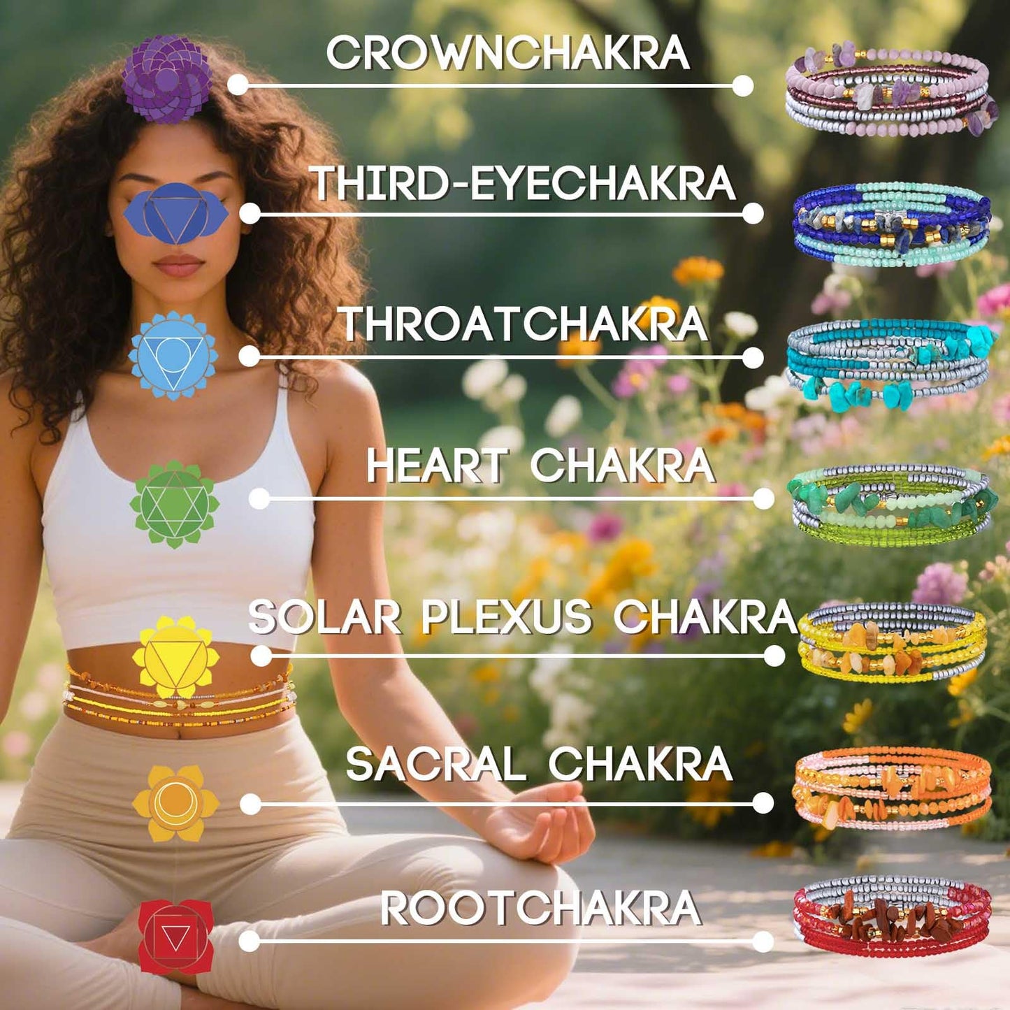 ELABEST Adjustable Handmade Waist Beads Stretchy 23-52 inch 8Pcs Chakra Body Belly Beaded Women Waist, Anklet, Bracelet, Necklace Jewelry with Screw clasp (Yellow, 31.5inch/80cm)