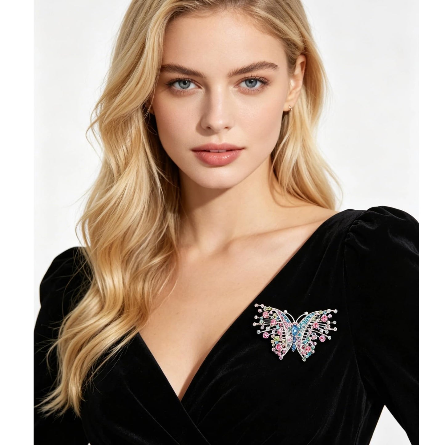 4Pcs Colorful Butterfly Brooch Pins for women, Fashion Women's enamel Crystal Rhinestone Butterfly Brooches Pin set for Clothes Dresses (2)