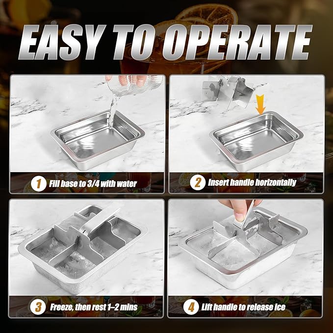 Ice Cube Trays, 3 Pack Large 6-cube Stainless Steel Ice Cube Trays with Easy Release Levers – Portable Reusable Metal Ice Maker for Family Bar - Send Goods From Local Warehouse