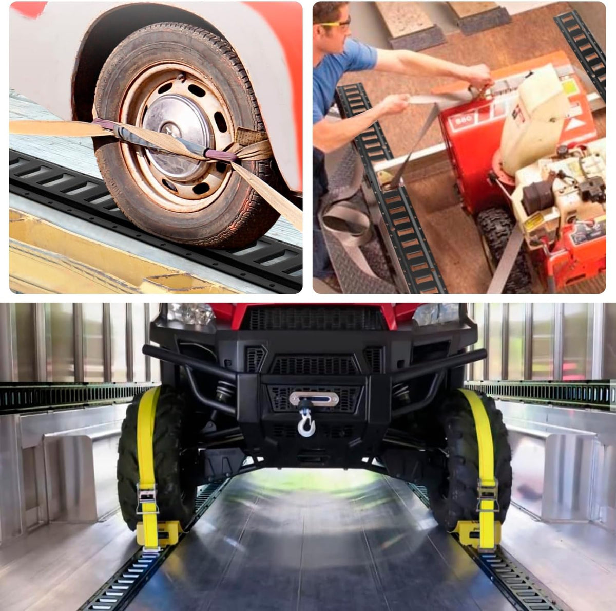 E Track 4'(2 Pack) with Powder-Coated Steel Trailer Tie Down for Garages, Trucks, Pickups, and Vans, E-Track Rail Reliable Cargo Restraint (Screws Not Included)