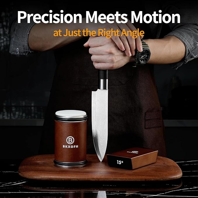Rolling Knife Sharpener Kit, Knife Sharpening Kit, Kitchen Knives Sharpener Roller with Diamond and Ceramic for Steel of Chef Blade, Knives Sharpening Tool with 15 & 20 Degree Magnetic Angle, Walnut