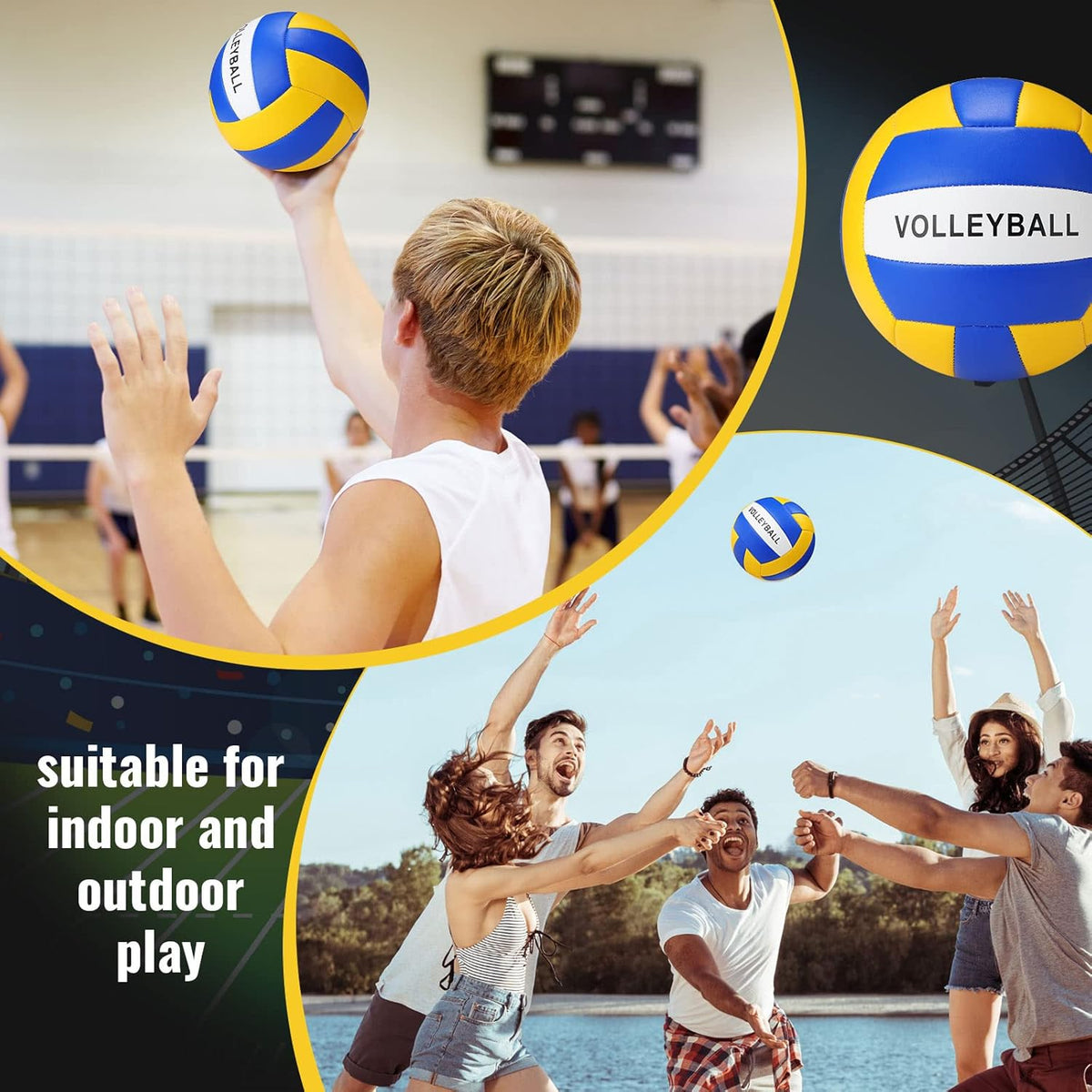 Jerify 4 Pcs Sport Balls Set Official Size Athletic Balls Include Soccer, Football, Basketball, Volleyball for Indoor Outdoor Game Teens Youth Adult Operation Christmas Ball Gifts
