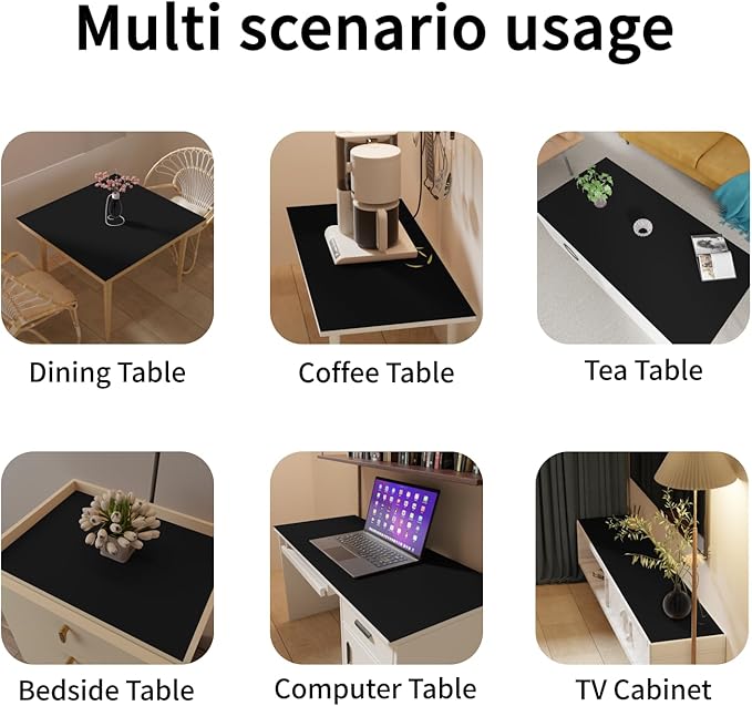 Leather Table Cover,1.8mm Thick,35.4x70.9 Inch Table Protector,Table Protector for Dining Room Table,Table Cover Protector,Dining Room Table Protector Pad(Black+Gray,35.4x70.9)