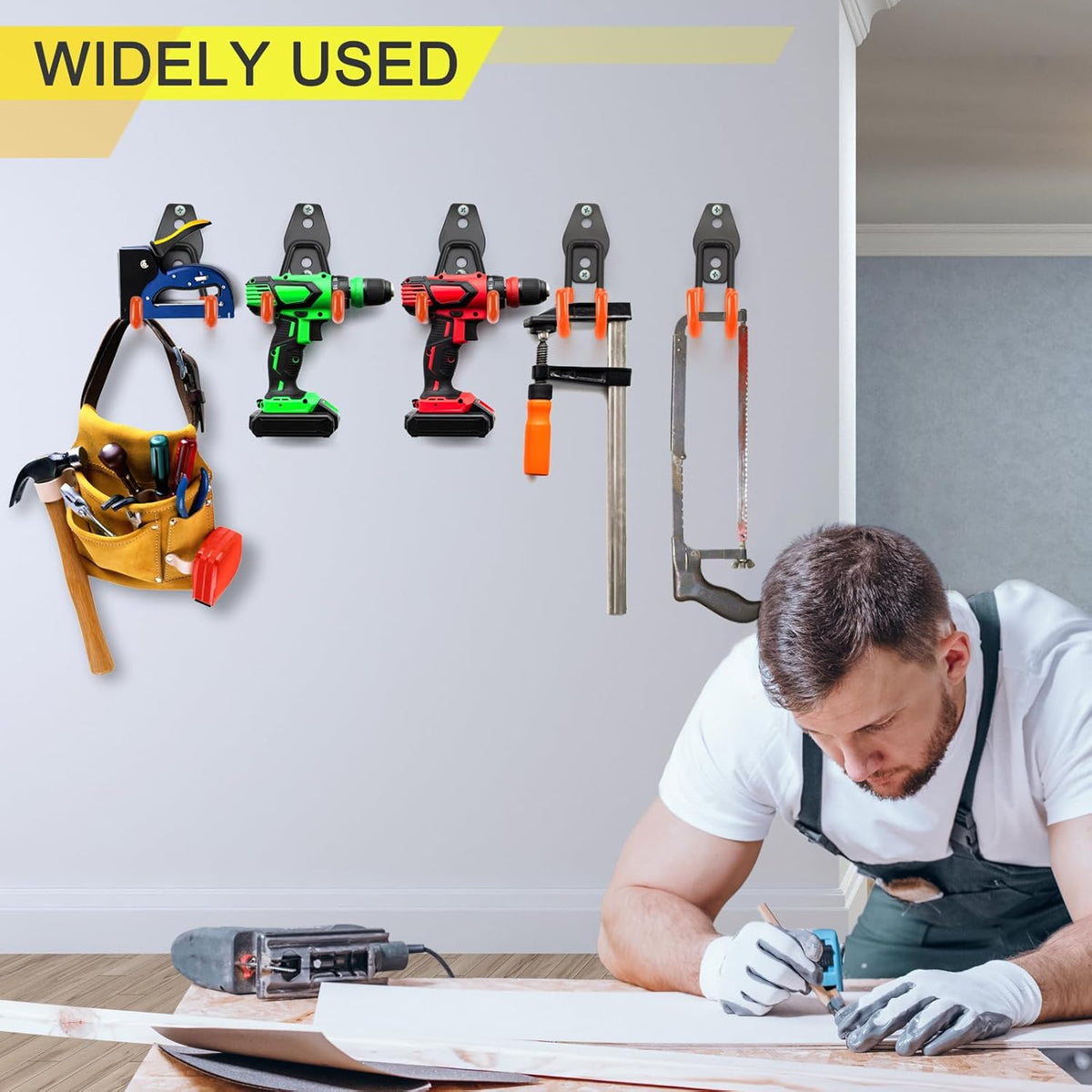 10 Pack Garage Hooks Heavy Duty Storage Organizer Wall Mount Power and Garden Tool Hangers, for Hanging Ladders, Ropes, Hose, Bulk Items