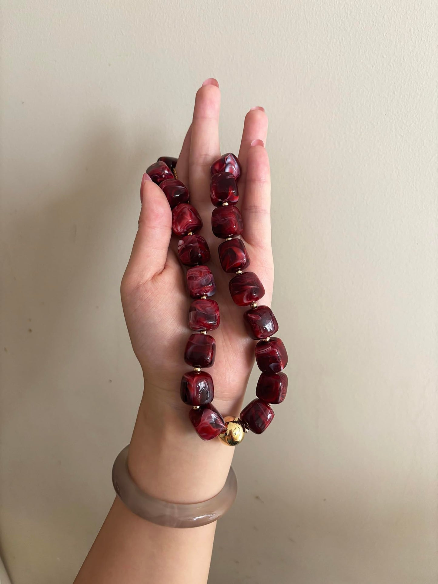 joymiao Resin Chunky Beaded Necklace for Women Chunky Beaded Necklace Colorful Bead Necklaces Beach Summer Handmade Jewelry Gifts