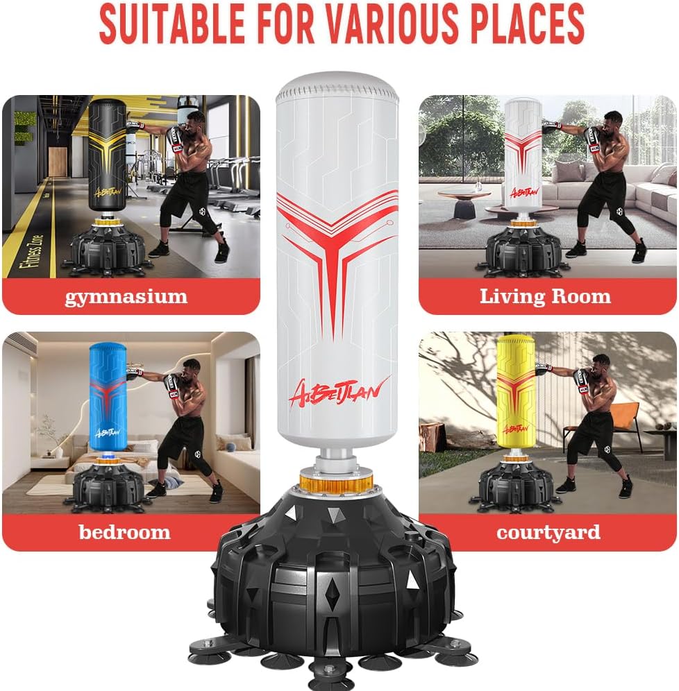 Freestanding Punching Bag with Boxing Gloves, Boxing Bag with Suction Cup Base for Adult Teens-Standing Kickboxing Bag for Home Office Gym