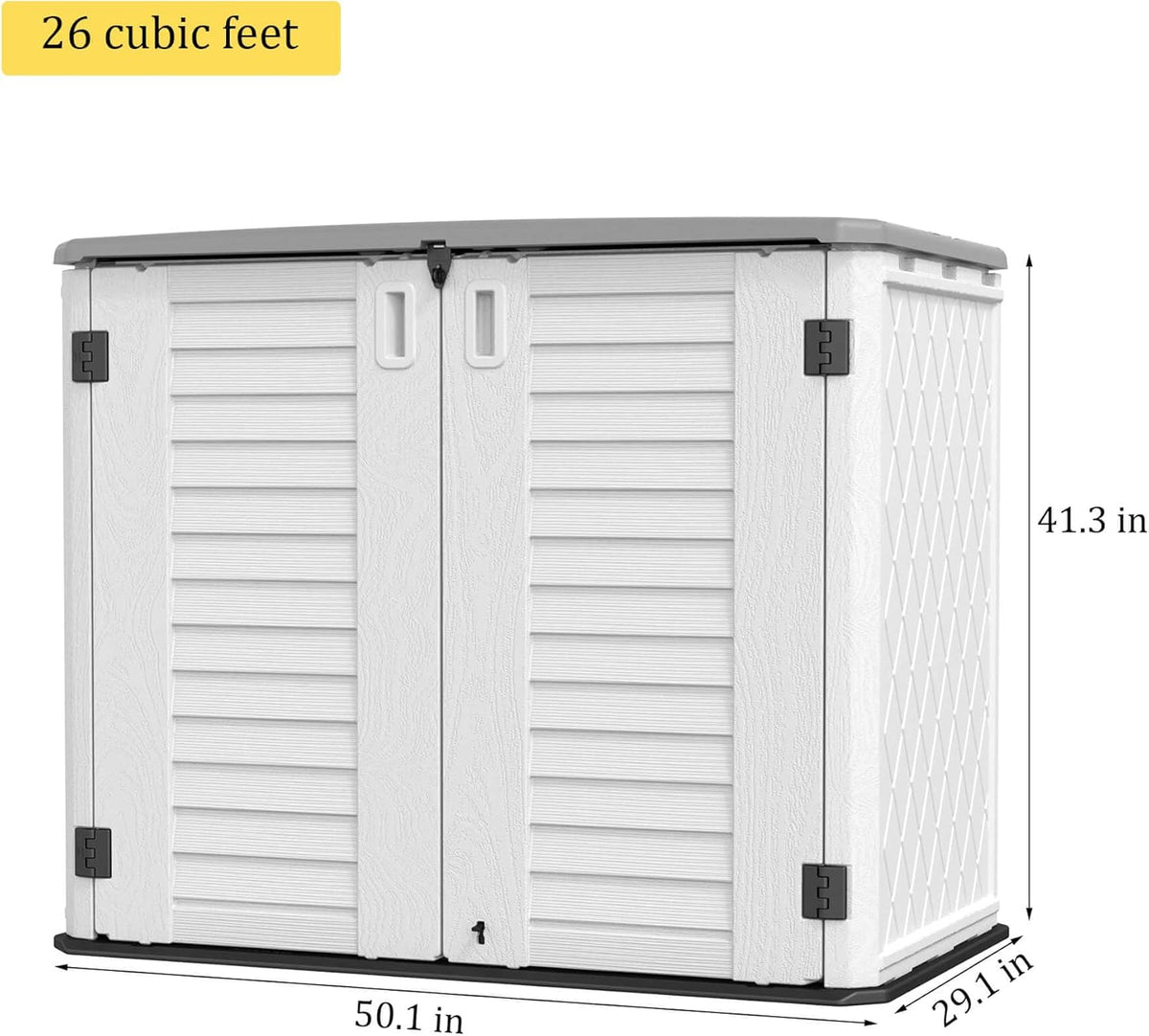HOMSPARK Storage Shed Weather Resistance, Multi-Purpose Outdoor Storage Cabinet Waterproof, Outdoor Storage Cabinet for Bike, Garbage Cans, Lawnmower, Garden Accessories (off white, Standard-26 cu ft)