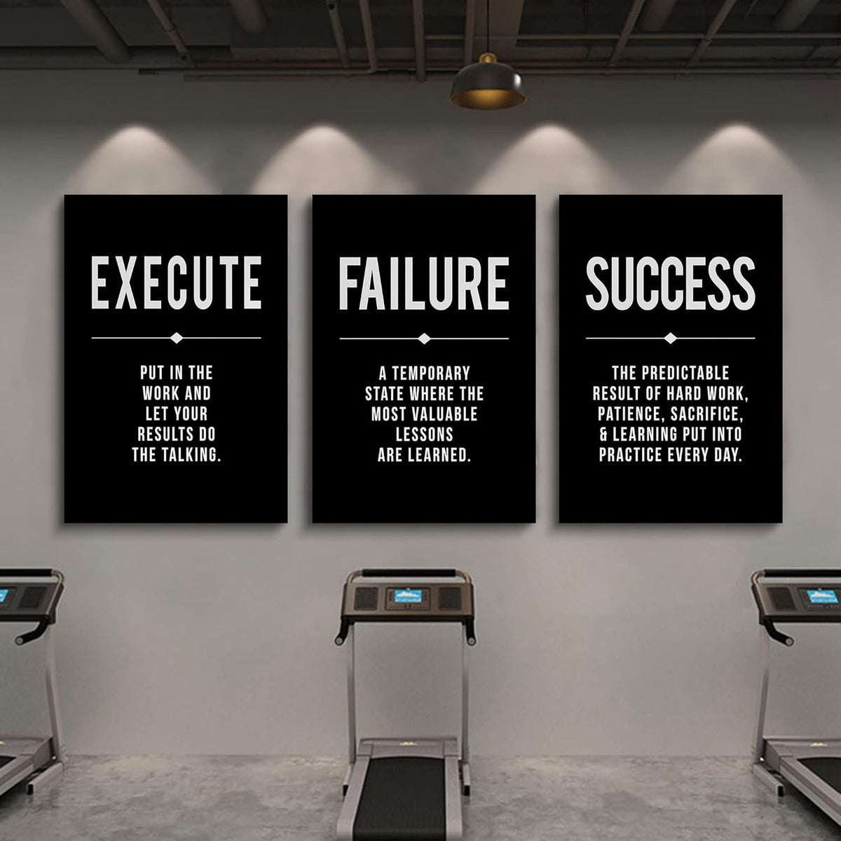 Framed Canvas Wall Art Success Quote, Office Wall Art, Black Large Poster, Positive Motivational Set of 3 Prints, Execute Failure Definition, Inspirational Print (A-3pcs,20x30inchx3pcs)