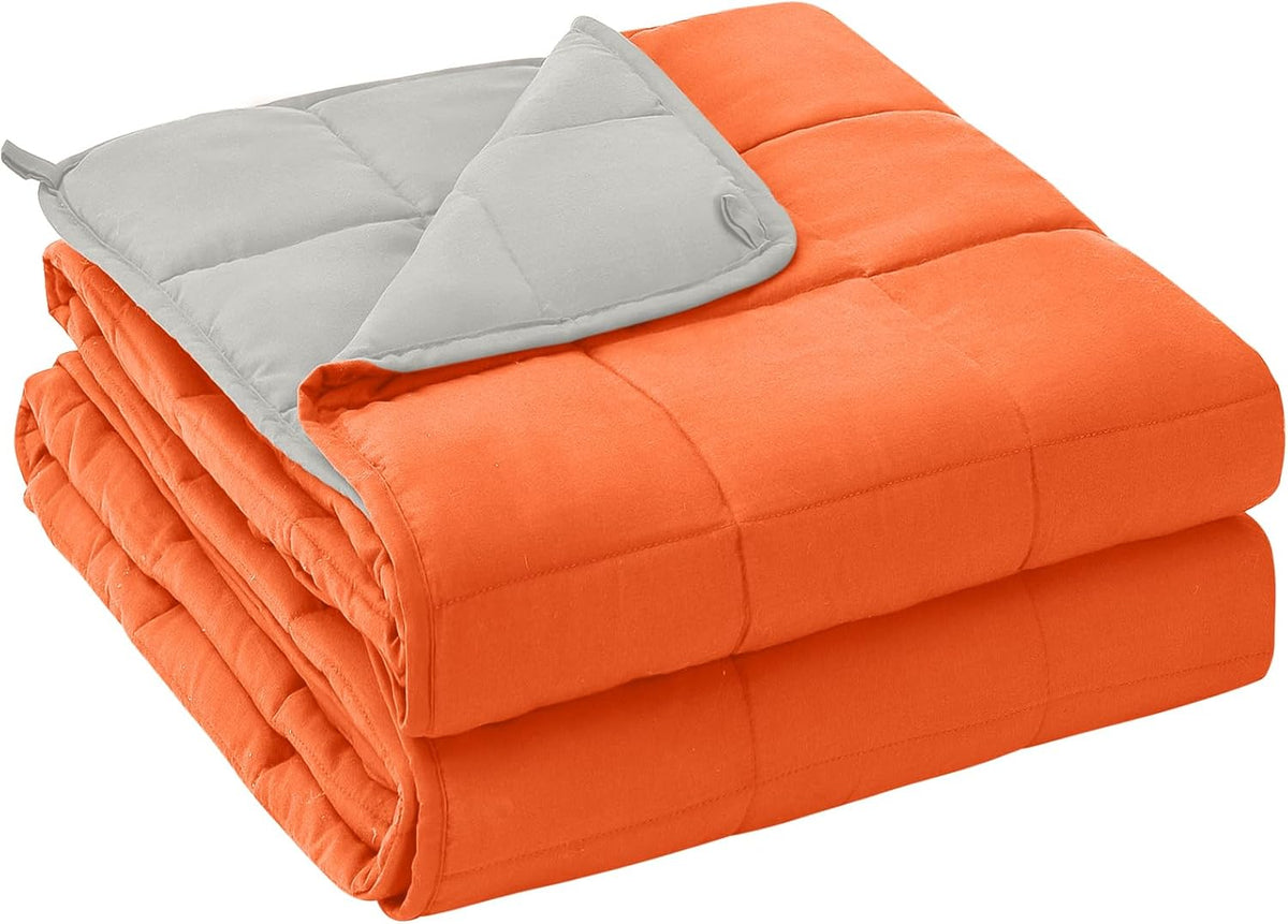yescool Weighted Blanket for Adults (17 lbs, 60" x 80", Orange) Cooling Heavy Blanket for Sleeping Perfect for 110-130 lbs, Queen Size Breathable Blanket with Premium Glass Bead, Machine Washable