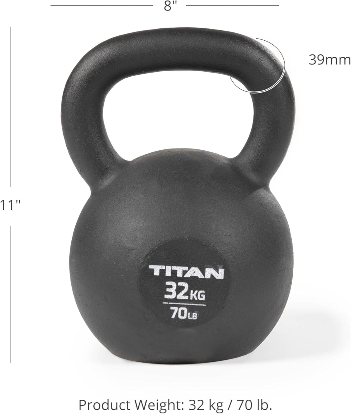 Titan Fitness Cast Iron Kettlebell, Single Piece Casting, KG and LB Markings, Full Body Workout