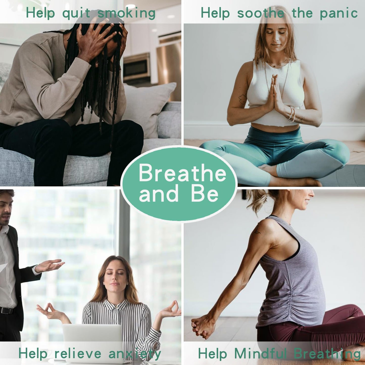 Anxiety Relief Pendant Mindfulness Breathing Necklace - Essential Oil Diffuser & Personal Inhaler Aromatherapy Necklaces for Women & Men (Gold)