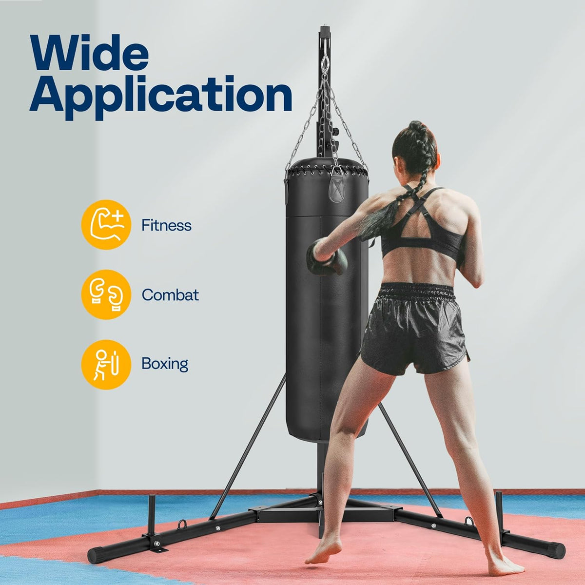 VIVOHOME Height Adjustable Foldable Heavy Duty Boxing Punching Bag Stand Steel Sandbag Rack Freestanding Up to 132 lbs for Home Fitness Stable