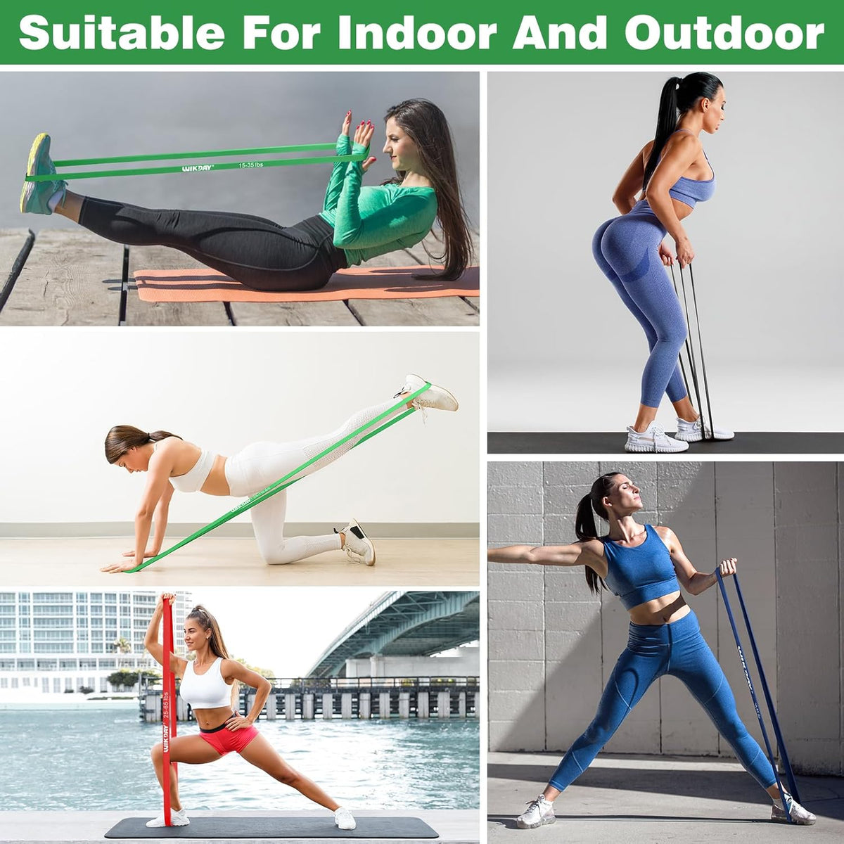 Resistance Bands, Pull Up Bands, Workout Bands for Exercise, Thick Heavy Resistance Band Set with Door Anchor, Elastic Bands for Body Stretching, Crossfit Training at Home/Gym Men & Women Women