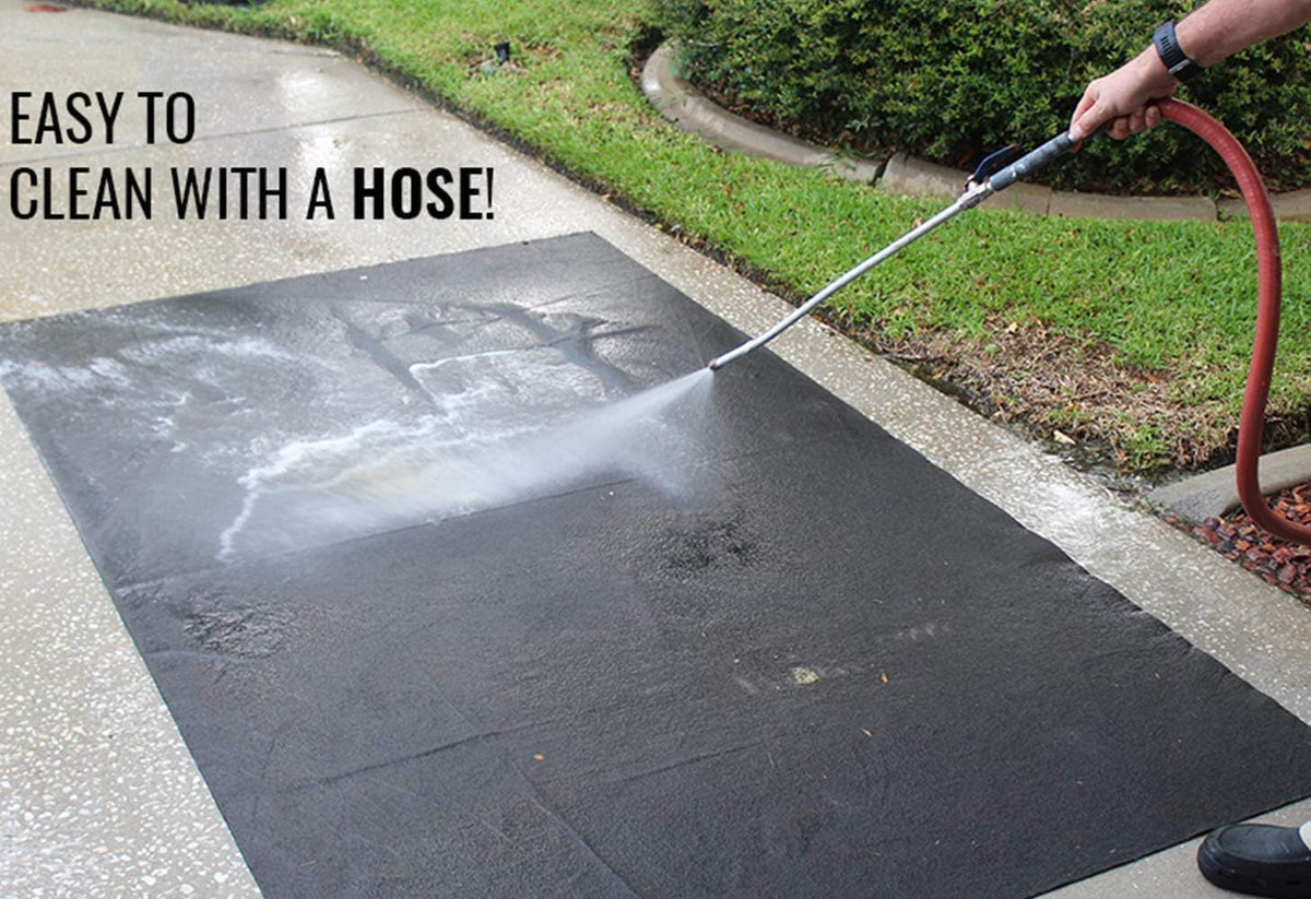 Golf Cart Mat for Garage Floor – Oil Absorbent, Waterproof, Battery Acid Resistant – 5x8ft Garage Mat – Cut to Size – Reusable Floor Protector for Golf Carts, ATVs, Motorcycles