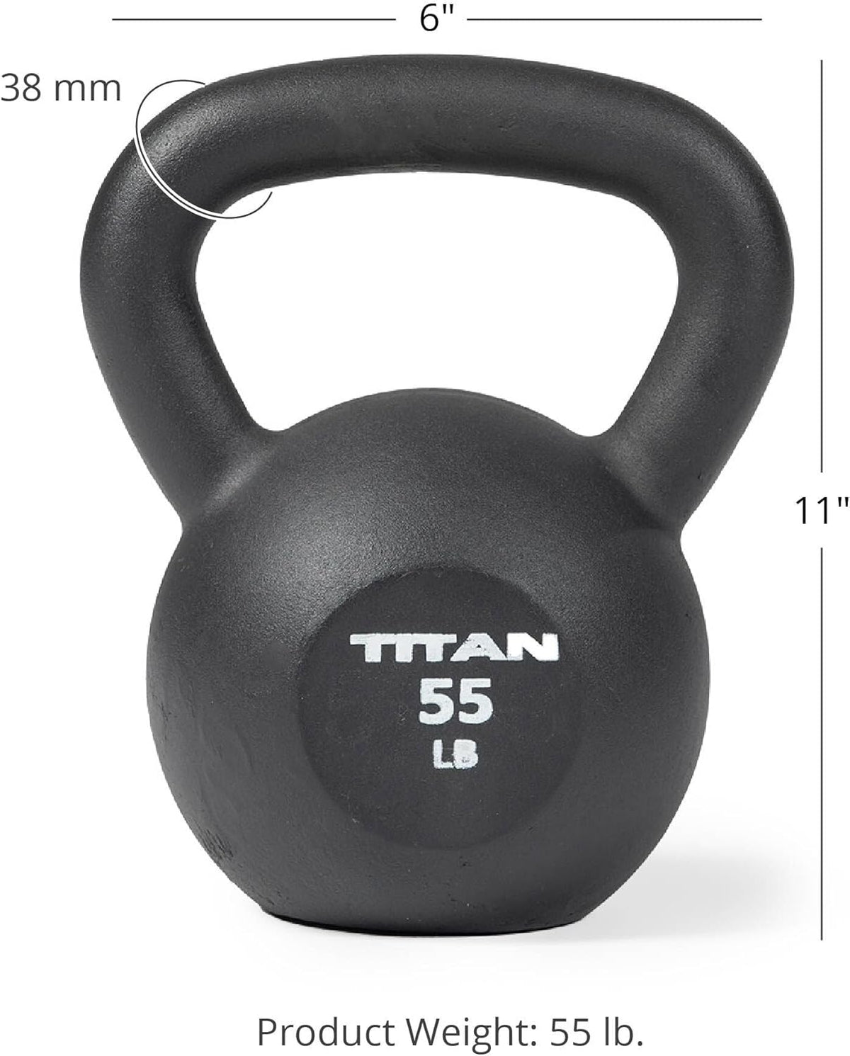 Titan Fitness 55 LB Cast Iron Kettlebell, Single Piece Casting, LB Markings, Full Body Workout