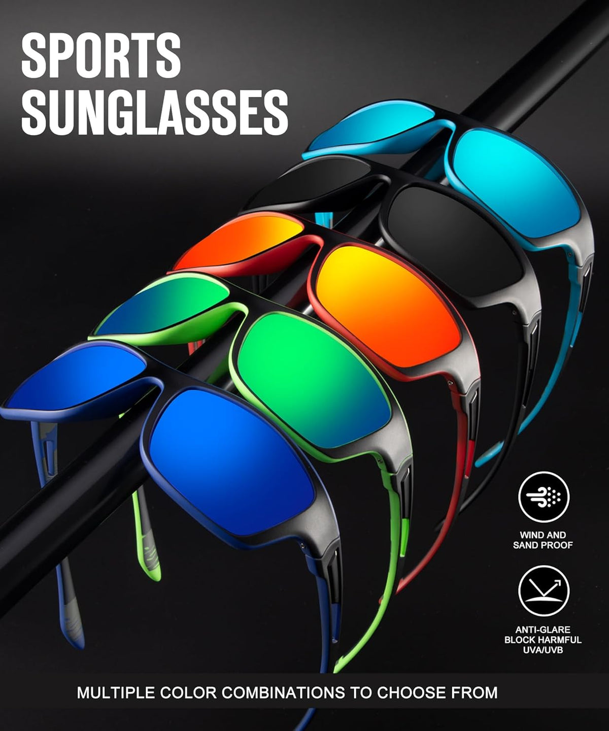 KALIYADI Polarized Sunglasses for Men, Sports Sun Glasses for Driving Cycling Fishing with UV protection