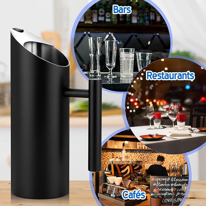 Funnymoom 3 Pack 35oz/1.0l Stainless Steel Water Pitcher Modern Metal Pitcher with Ice Guard Black Carafe Drink with Handle or Iced Hot Drink Tea Juice Coffee Beer