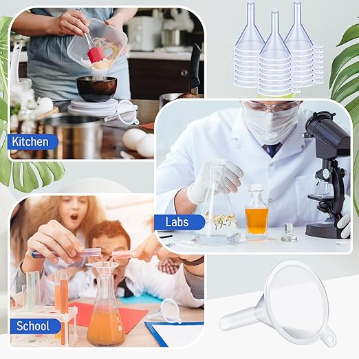 Hoolerry 100 Pcs Small Funnel for Filling Small Bottles Clear Plastic Mini Funnels for Lab Bottles Essential Oils Sand Art Bottle Skin Products Perfumes Spices (1.22 '')