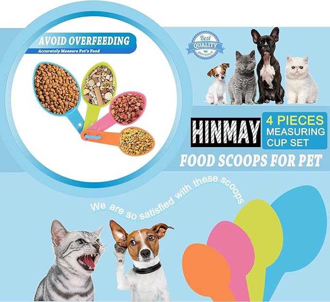 HINMAY Pet Food Scoops Plastic Measuring Cups Set for Dog Cat and Bird Food, Set of 2