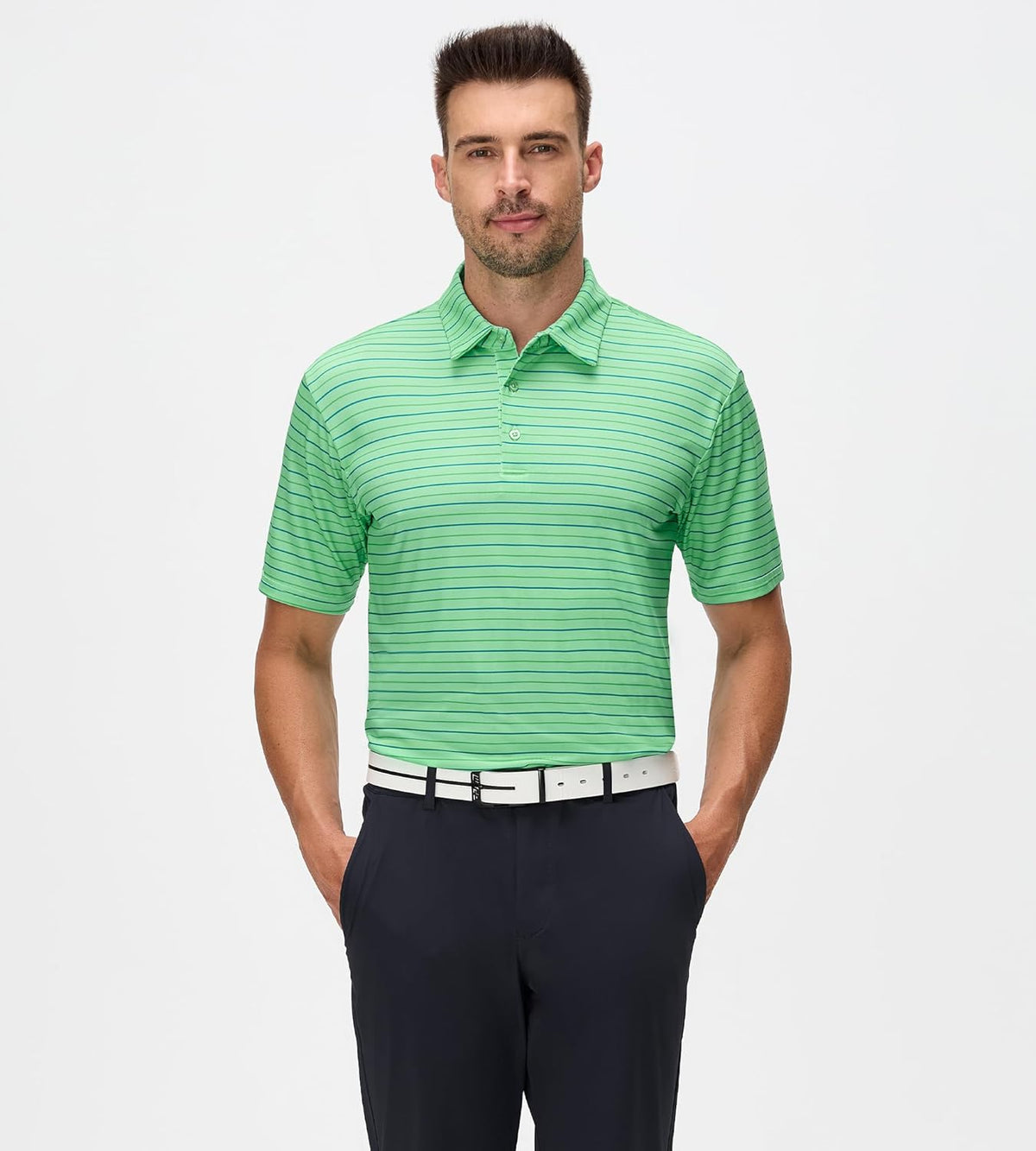 Esabel.C Jacquard Golf Shirts for Men Moisture Wicking Short Sleeve Performance Dry Fit Active Mens Polo Shirts