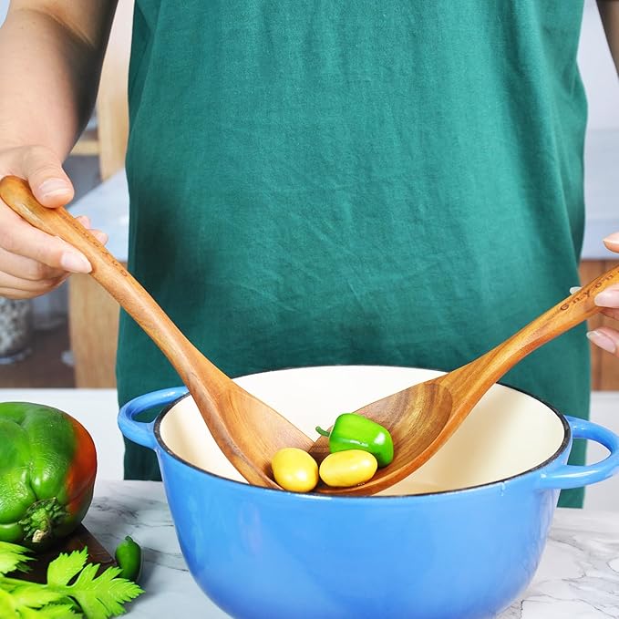 Wooden Spoons for Cooking,Wooden Utensils for Cooking 7 Pcs Wooden Cooking Utensils Wooden Kitchen Utensils Set Wooden Spatulas for Cooking, 14.37*4.13*3.54, Brown