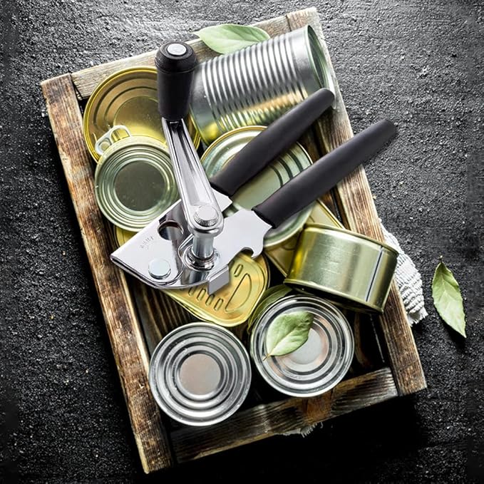 NUFR Crank Can Openers Manual,Heavy Duty Commercial Can Opener with Rubber-coated Long Handles