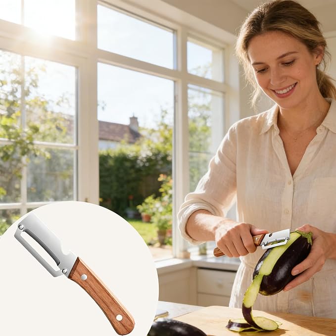 Vegetable Wooden Peeler for Kitchen Tool,Premium 2-in-1 Multifunctional Fruit & Vegetable Peeler with Built-in Bottle Opener, Ideal for All Fruits and Vegetables Needing Peeling (B-1PC)