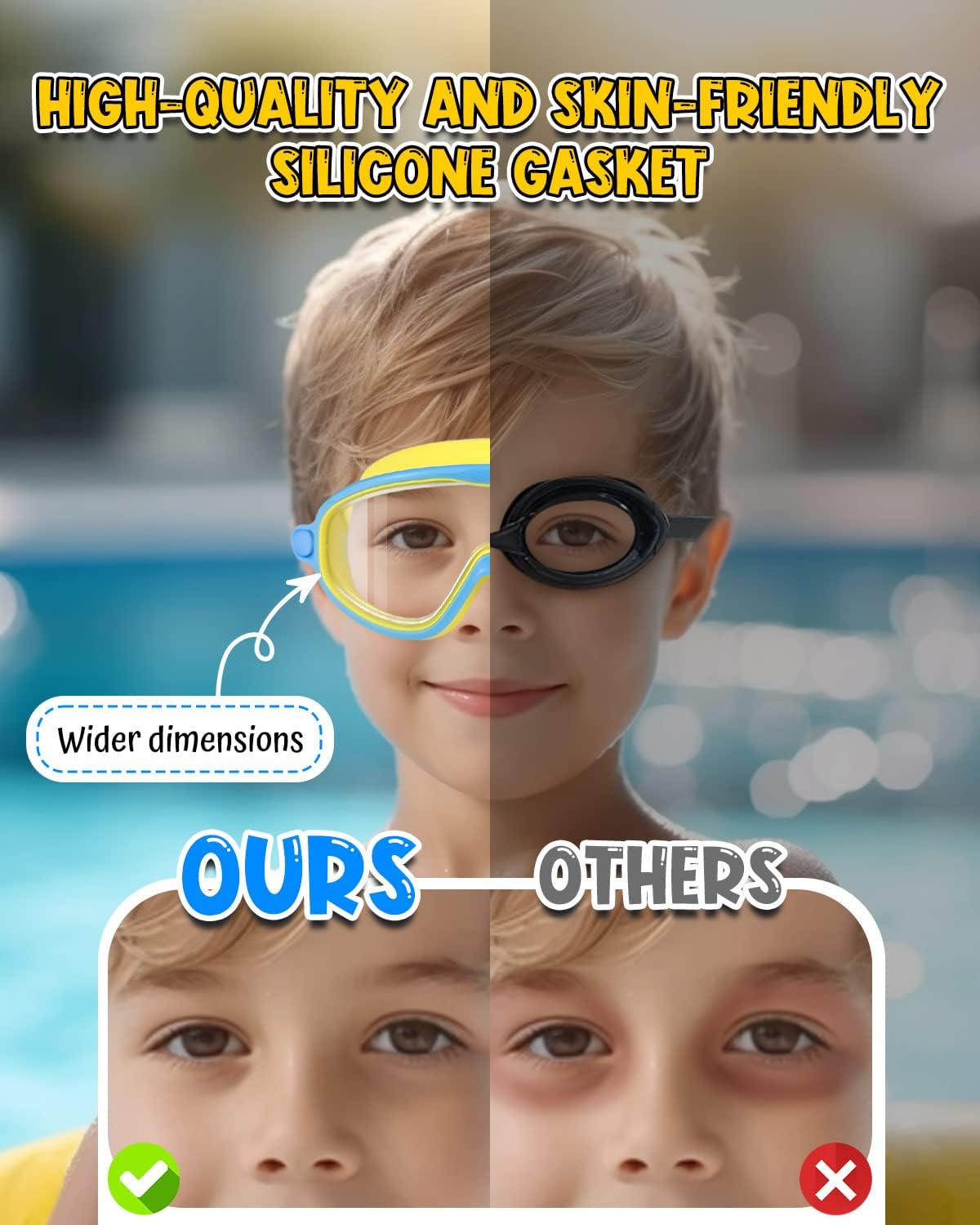 Rantizon Swim Goggles 2 Pack, Wide View Anti Fog&UV Swimming Goggles for Audlt, No Leaking Swim Glasses for Men Women Kids