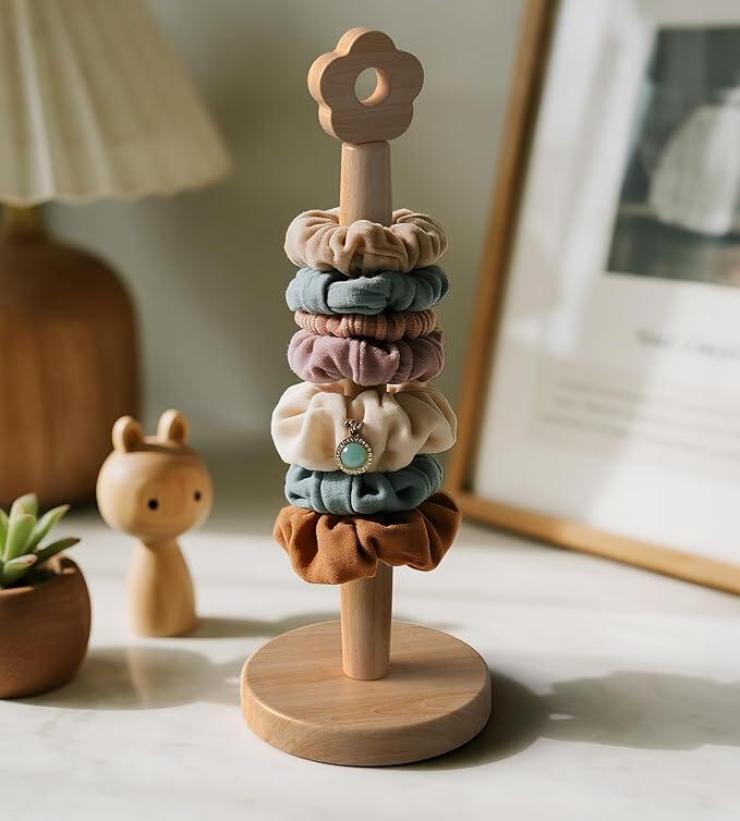 KitchLife Cute Wooden Paper Towel Holder for Countertop with Weighted Base – Solid Freestanding Paper Towel Stand Dispenser with Anti-Slip Base, Flower Top