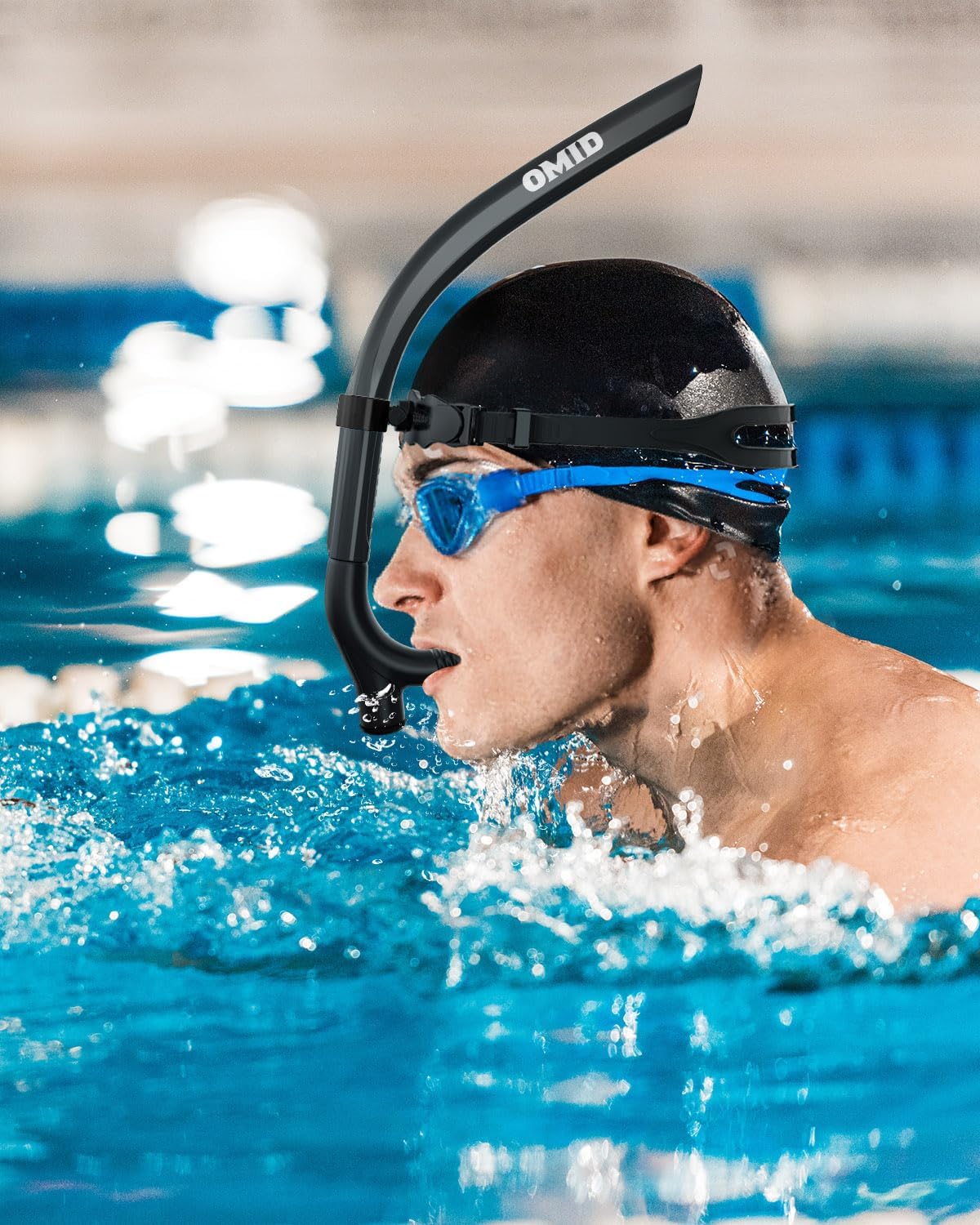 OMID SN1 Snorkel for Adult Youth, Diving Snorkel with One-Way Purge Valve, Food-Grade Silicone Mouthpiece
