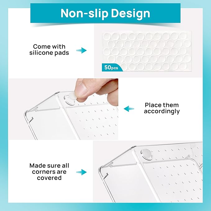 Vtopmart 10 Pcs Makeup Drawer Organizer Bins Set, 4 Size Plastic Makeup and Vanity Organizer Trays, Clear Acrylic Vanity Storage Containers for Cosmetics, Toiletries, Jewelry, Gadgets, Office Supply