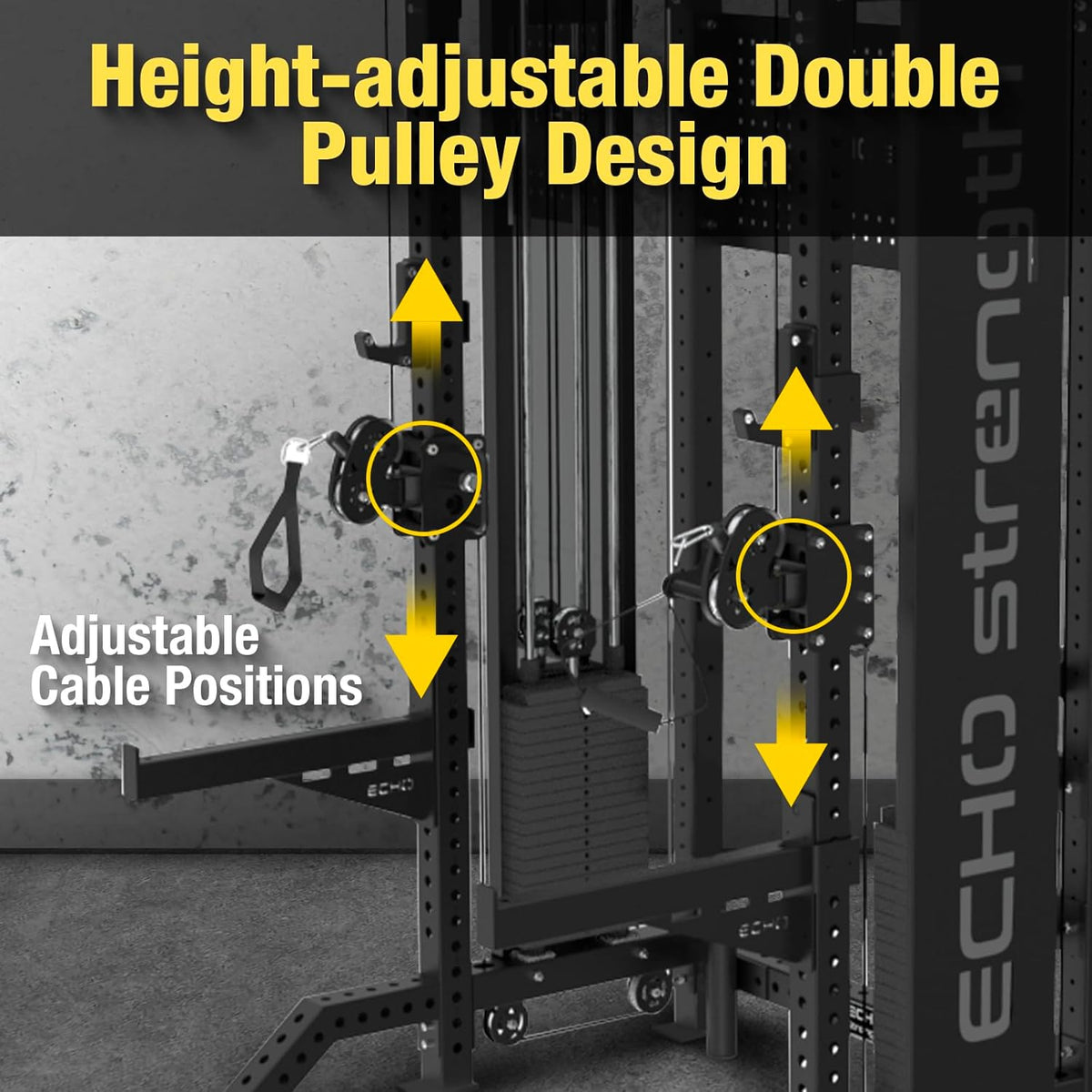 Commercial Functional Trainer Cable Machine with Dual Weight Stacks, Power Cage Squat Rack, Dual Cable Crossover Machine with Pulley System