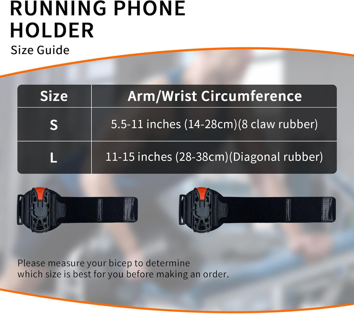 Armband Phone Holder 360° Rotation & Detachable, Compatible with iPhone 15/14/13/12/Pro/Pro ect., for Samsung, and More Fits 4''-6.5'' Phones Ideal for Walking Running