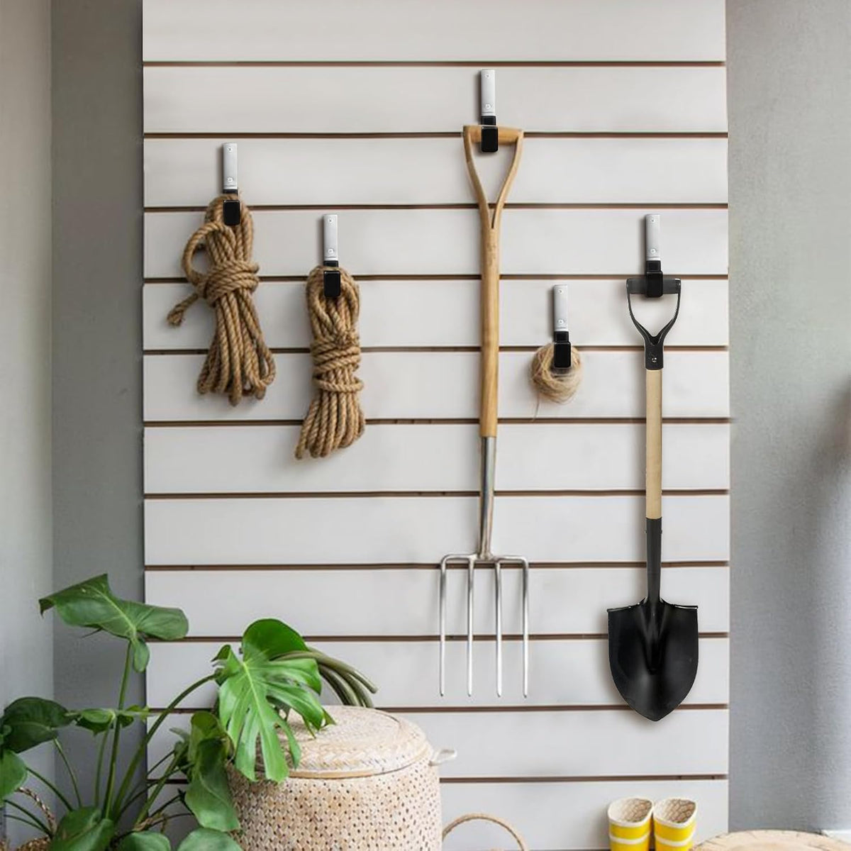 Heavy Duty Steel Garage Hooks,Garage Storage Utility Hooks,Anti-Slip Hanger, Tool Organizer,Steel Wall Mount Organizer, Garden Hose Hanger (Small-4PC)