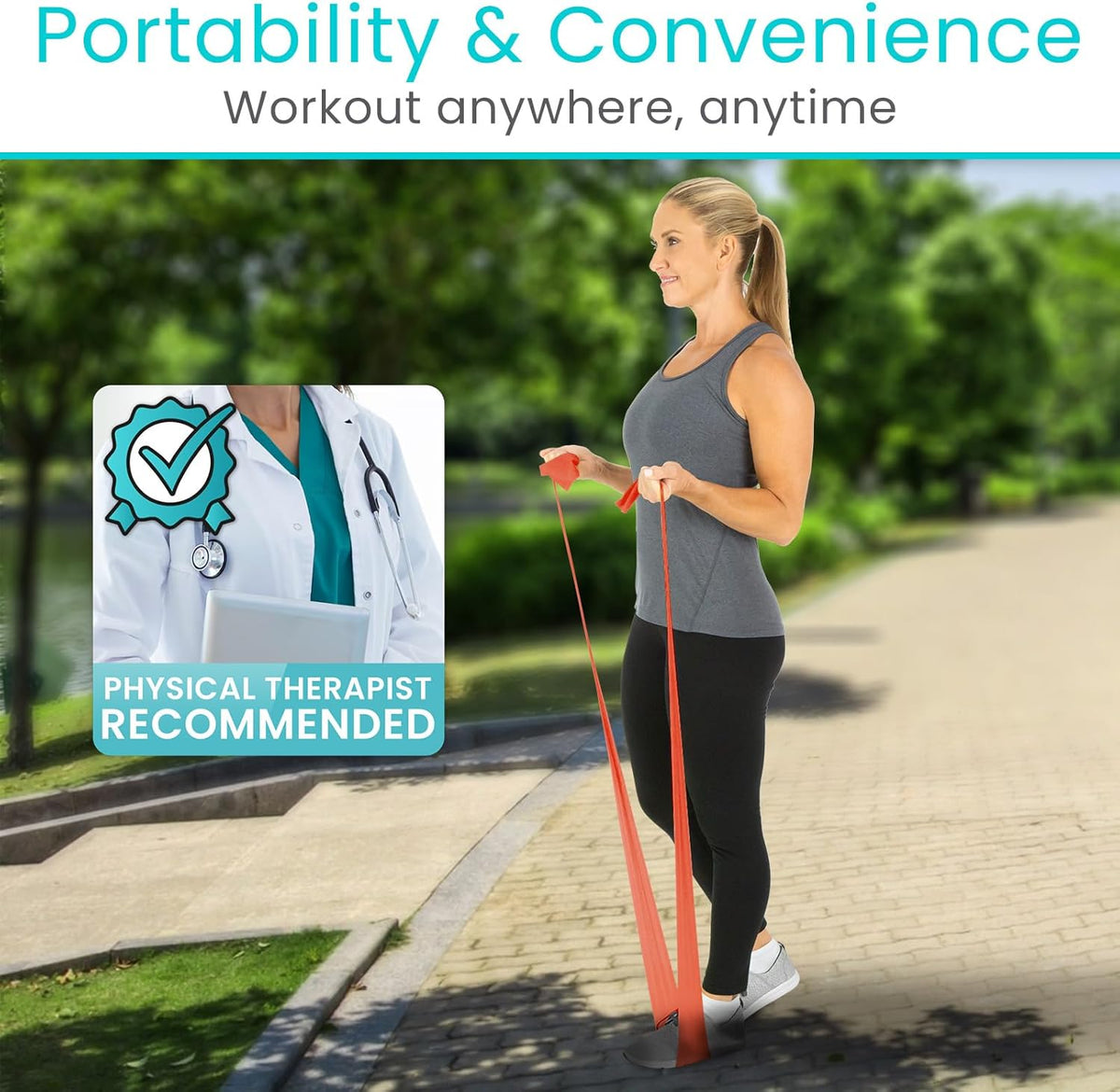 Vive Professional Resistance Bands - 25 Yard Non-Latex Roll for Physical Therapy, Lower and Upper Body Exercise Workout - Straight Elastic for Strength Training, Rehabilitation, Women, Men