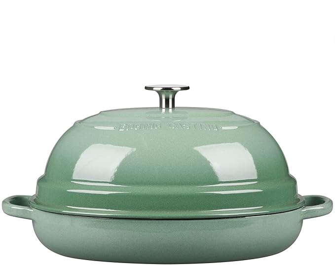 EDGING CASTING Enameled Oval Cast Iron Dutch Oven Pot with Lid, Bread Dutch Oven for Sourdough Bread Baking, Dutch Oven Bread, Bread Oven, 6QT, Sage Green