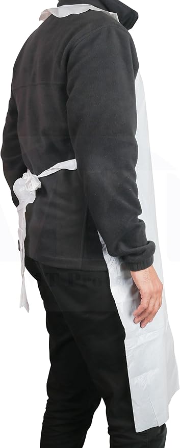 MT Products 2 Mil White Disposable Poly Aprons 46"x28" - Waterproof Plastic Bibs for Cooking, Dishwashing & Art (Bulk)