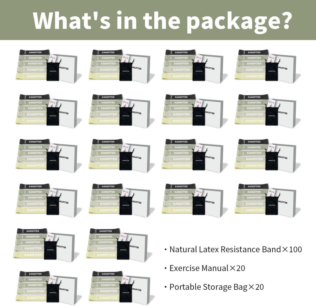 100 PCS Bulk Resistance Bands, Loop Exercise Bands Set for Gym Members Sports Class Students Gift, 5 Pieces Each Set with Storage Bag, Fitness Bands for Outdoor Home Gym Yoga Pilates