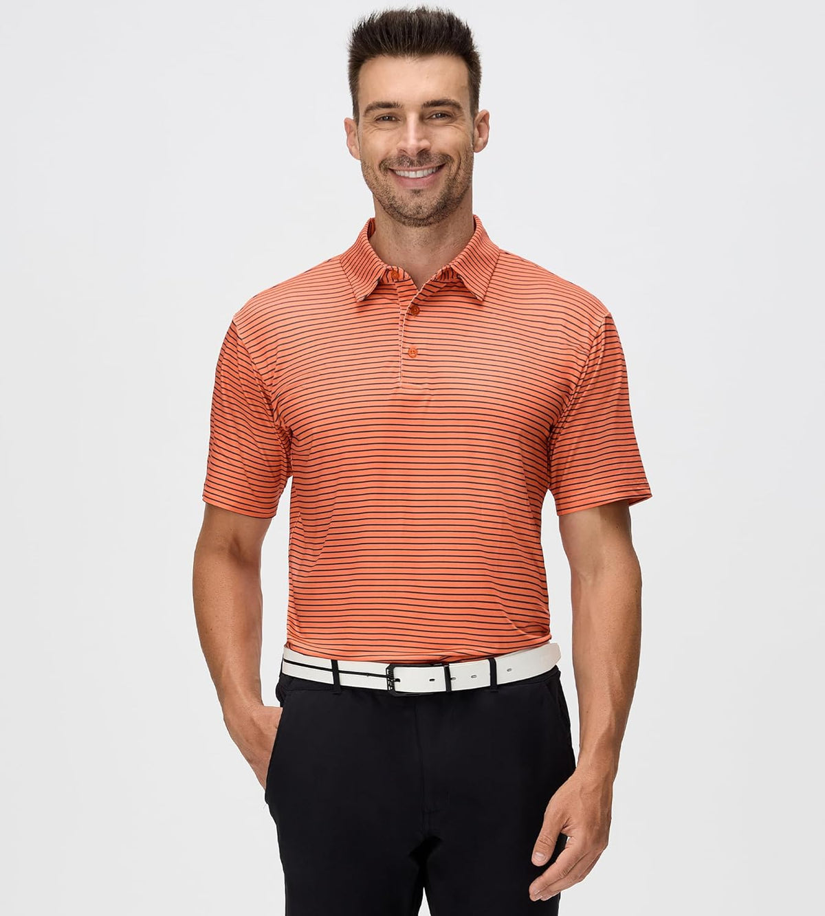 Esabel.C Jacquard Golf Shirts for Men Moisture Wicking Short Sleeve Performance Dry Fit Active Mens Polo Shirts