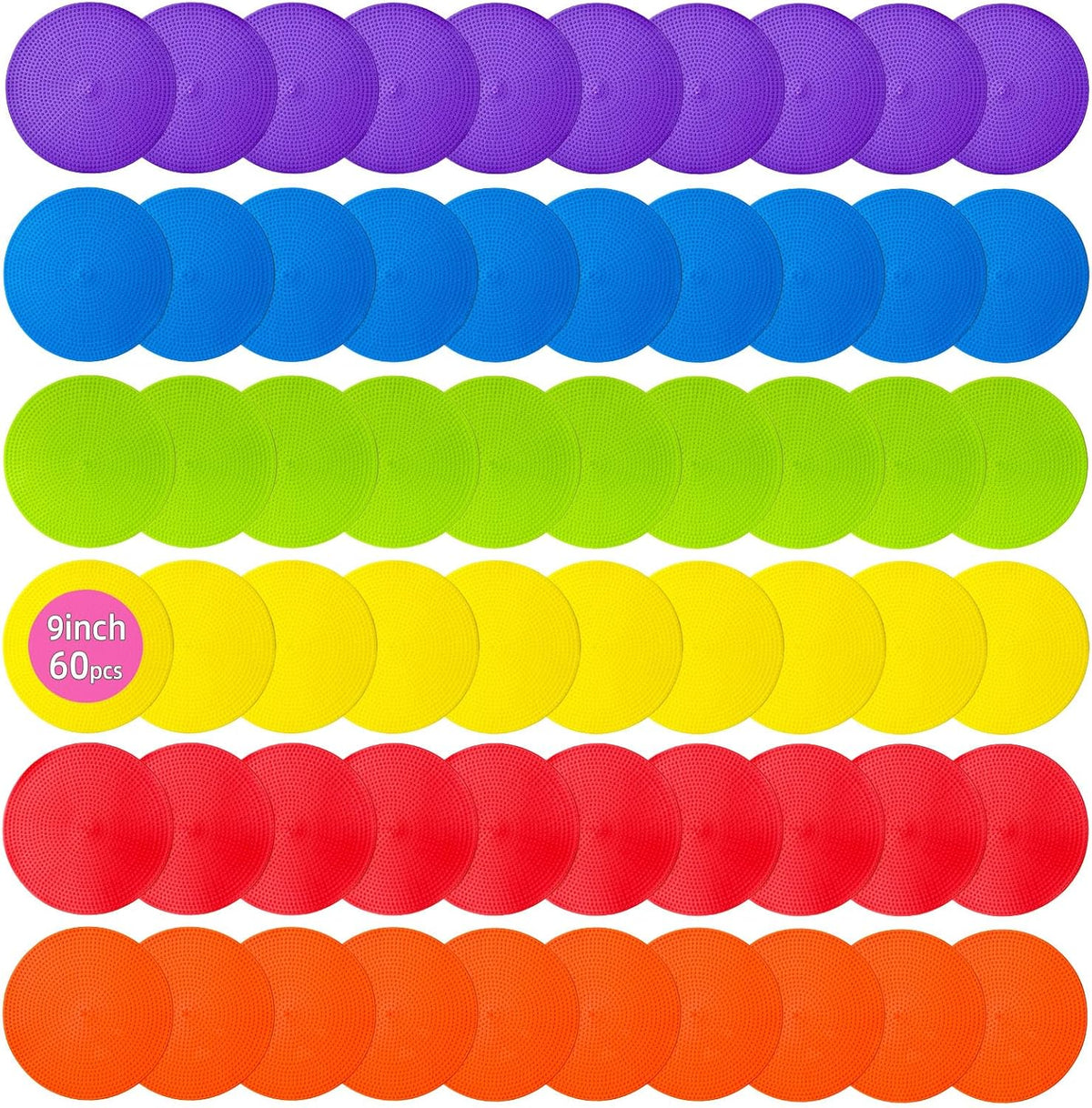 Spot Markers 9 Inch Non Slip Rubber Floor Markers Flat Field Cones Poly Dots for Soccer Basketball Sports Speed Agility Training and Drills