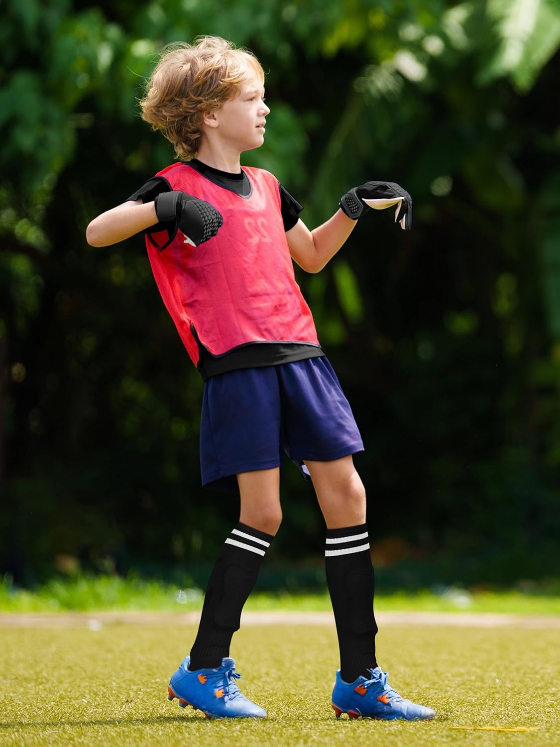 Kids Soccer Shin Guards and Socks Toddler Soccer Shin Pads Protective Defender Gear for 3-15 Years Old Youth Boys Girls