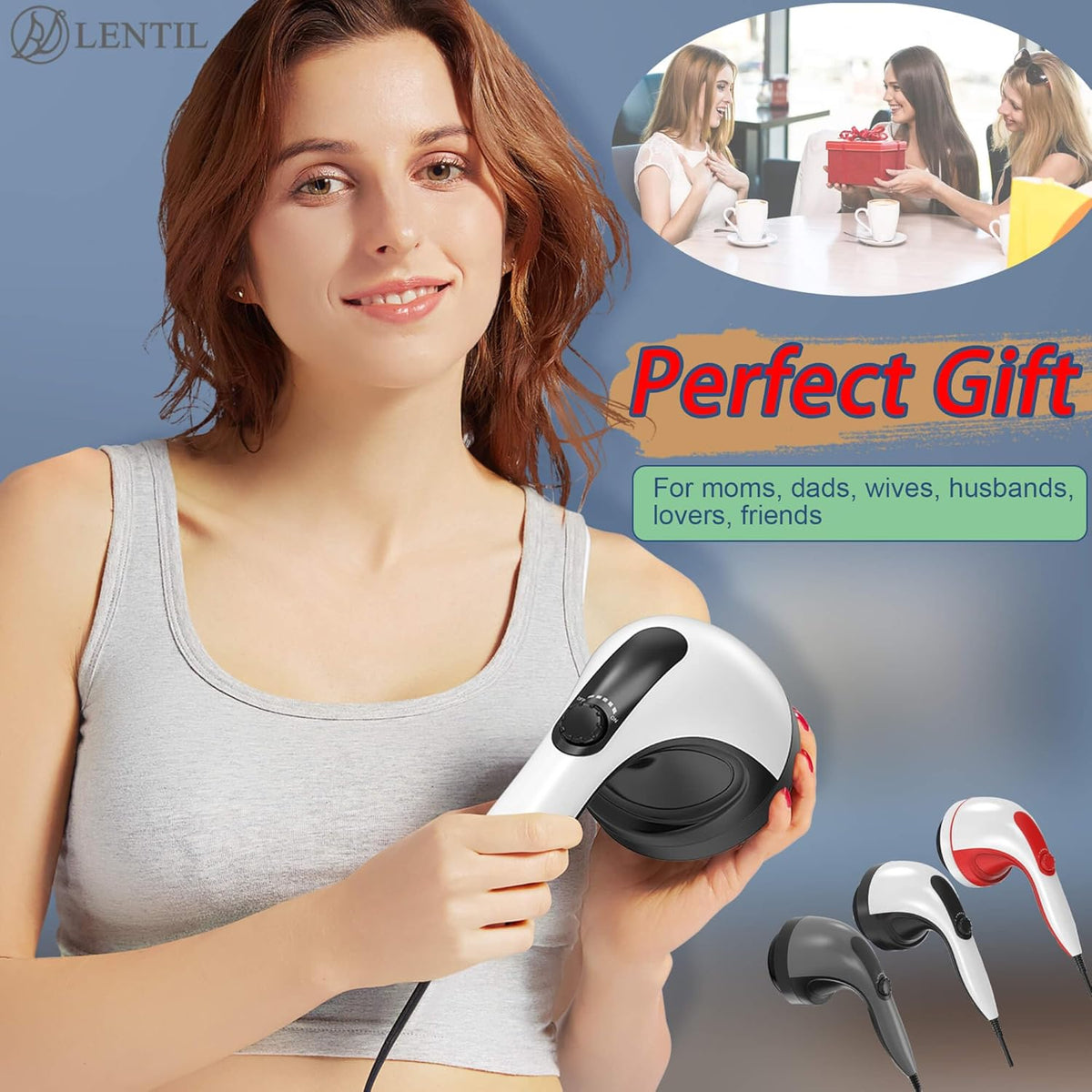 Body Sculpting Machine - 7-Speed 8-Head Electric Cellulite Massage & Lymphatic Drainage Device with Lipo Roller, Handheld Full-Body Massager Vibra for Belly, Butt, Arms, Legs, Home Use(White)